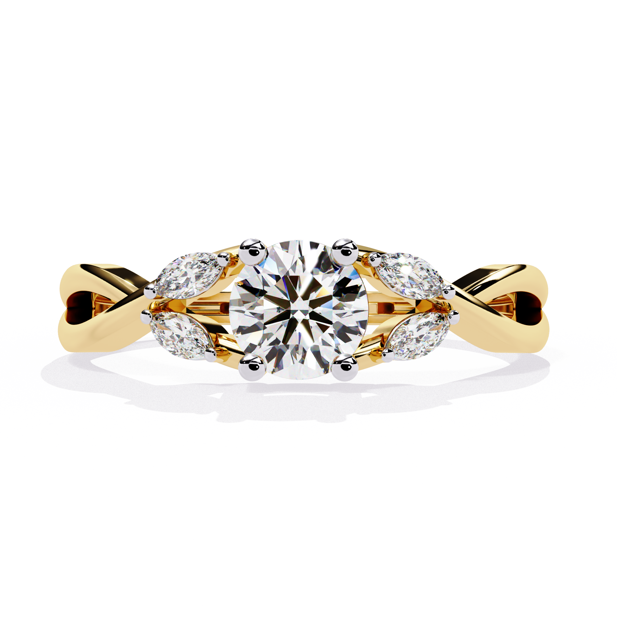 Solitairekart – 0.56 ct Infinity Twist Lab Diamond Ring 14K Yellow Gold